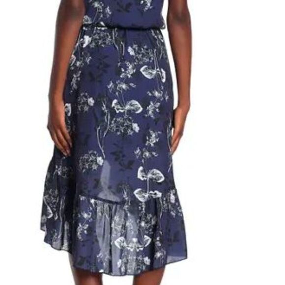 Parker Floral Ruffled Hi Low Midi V-Neck Dress - Picture 3 of 11